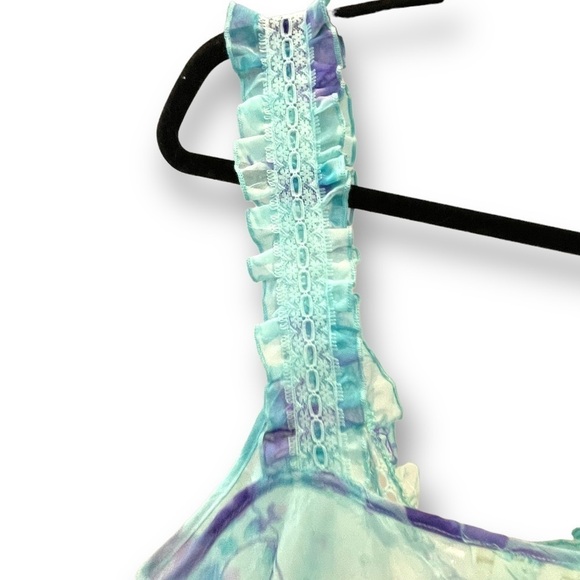 Private Luxuries Vintage Teal Floral Nighty Teddy | Size Medium - Picture 4 of 5